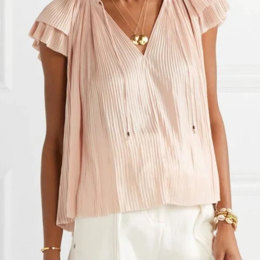 Ulla Johnson Pink Pleated Blouse